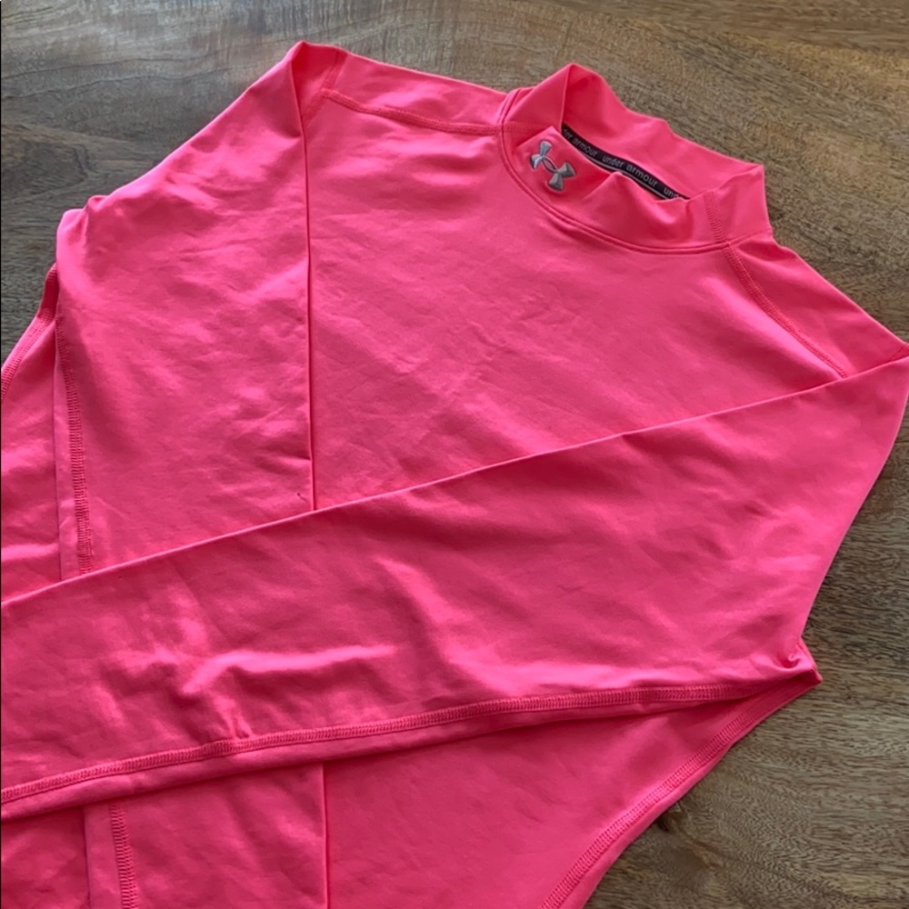 Under Armour Hot Pink Long Sleeve Mock Neck Performance Top